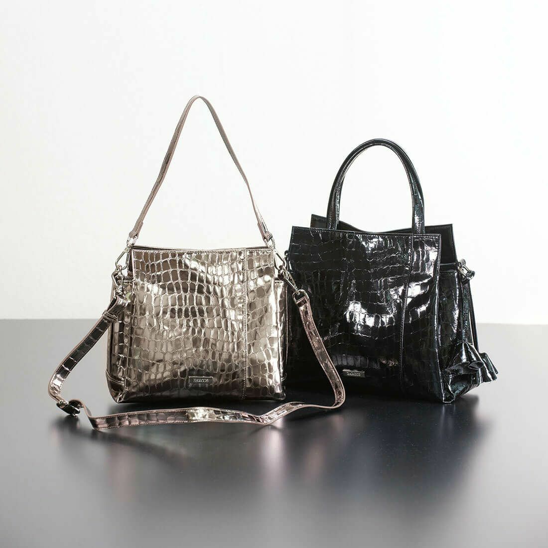 アウトレット】シャイニングレザークロコダイル型押し2wayショルダー