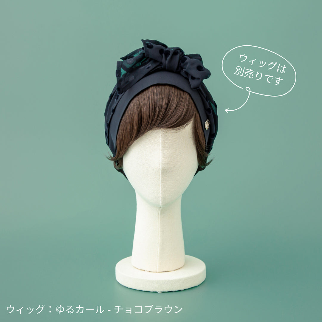 SCARF HAT (S) / Dot Chiffon-Navy – BAREN（バレン）