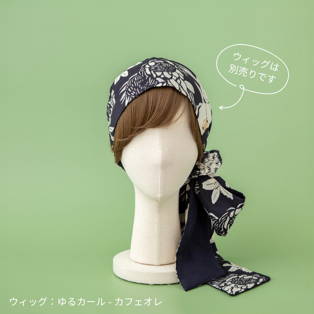 SCARF HAT (M) / Botanical-Navy – BAREN（バレン）
