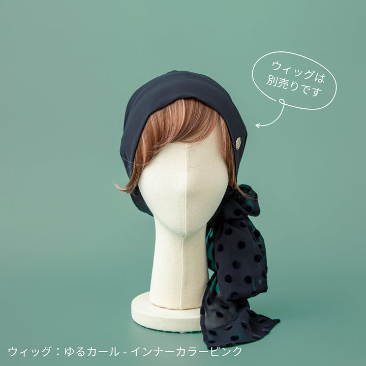 SCARF HAT (S) / Dot Chiffon-Navy – BAREN（バレン）