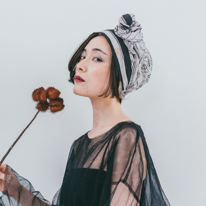 SCARF HAT (M) / Botanical-Greige – BAREN（バレン）