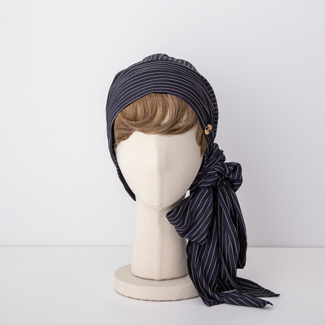 SCARF HAT (M) / Stripe-Navy – BAREN（バレン）