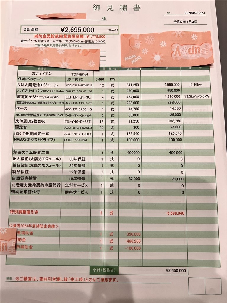 見積もりの妥当性&どちらの組み合わせが良いでしょうか。』 クチコミ