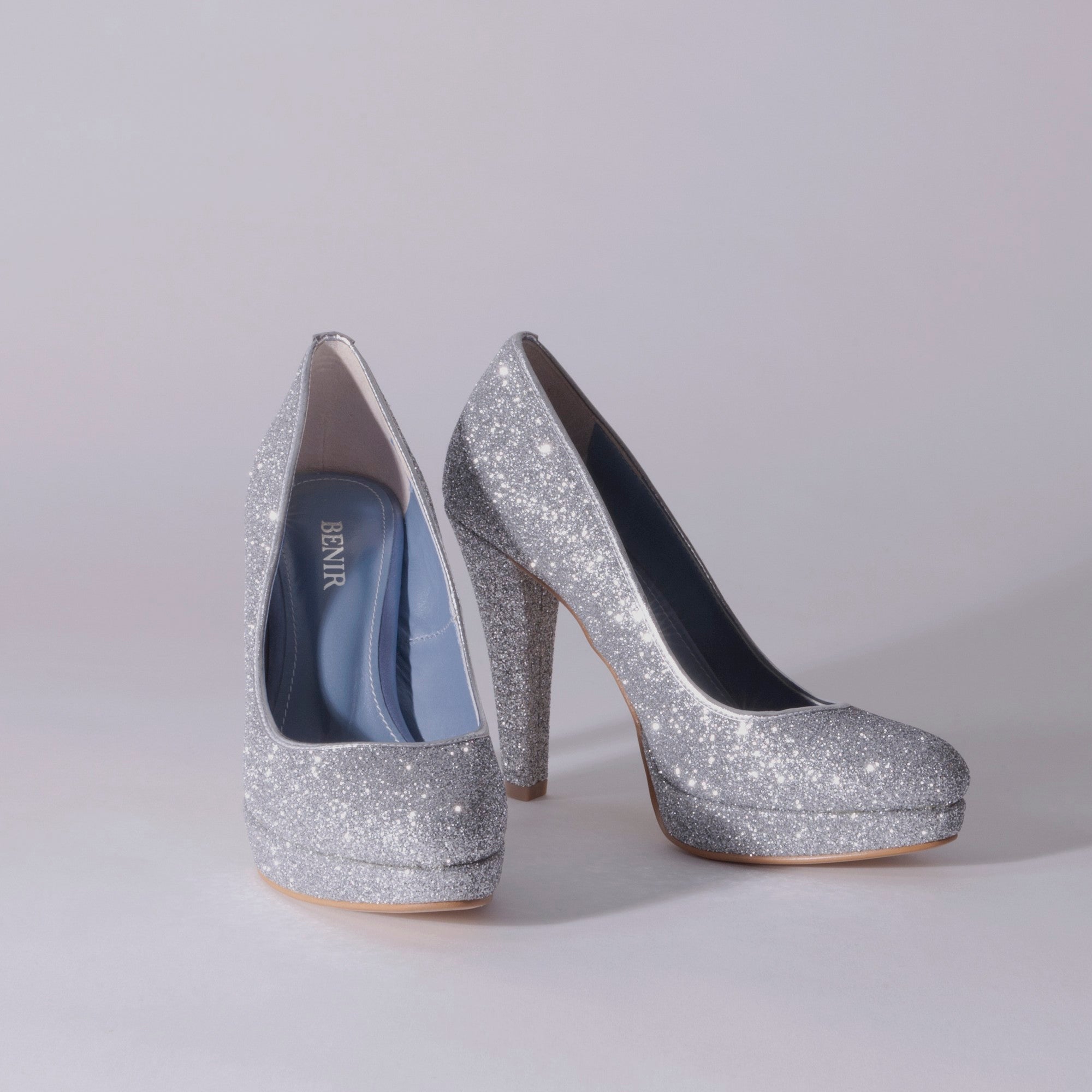 12cm Glitter Close Toe / Silver – BENIR