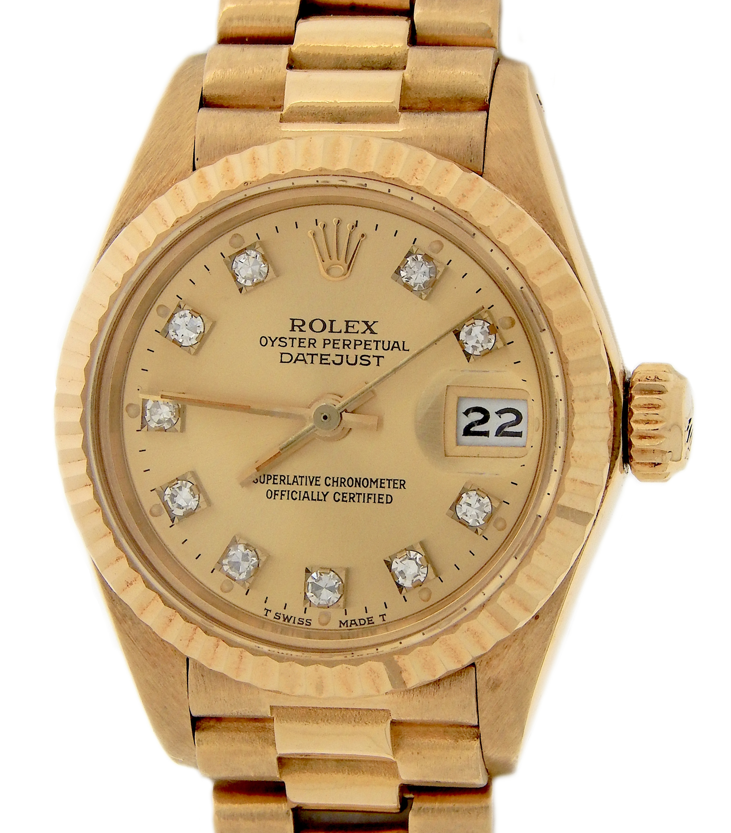 Ladies Rolex 18K Yellow Gold Datejust President 6917 Watch with