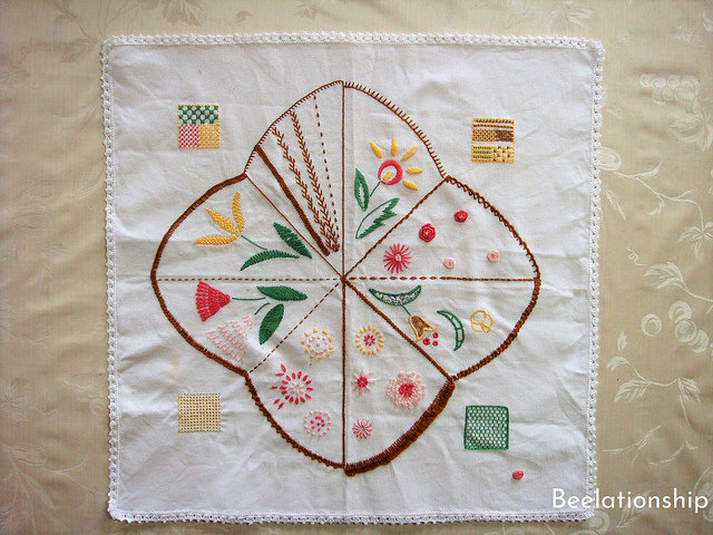 戸塚刺繍の基礎ステッチ練習「花園」 | Beelationship