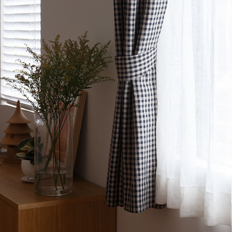 カジュアルに楽しめる [ブラック×ギンガムチェック] リネン＆ コットン