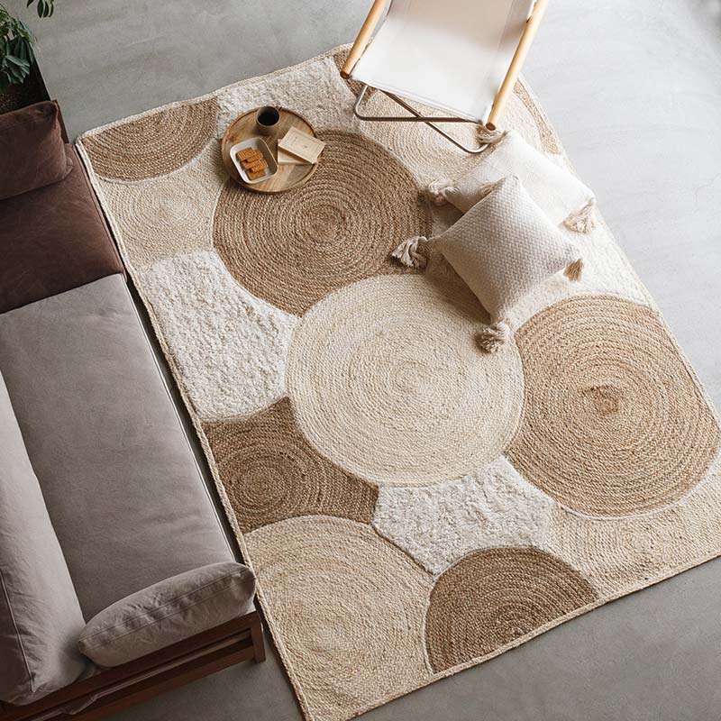 天然素材のジュートラグ ウールミックス ナチュラル アイボリー [N en