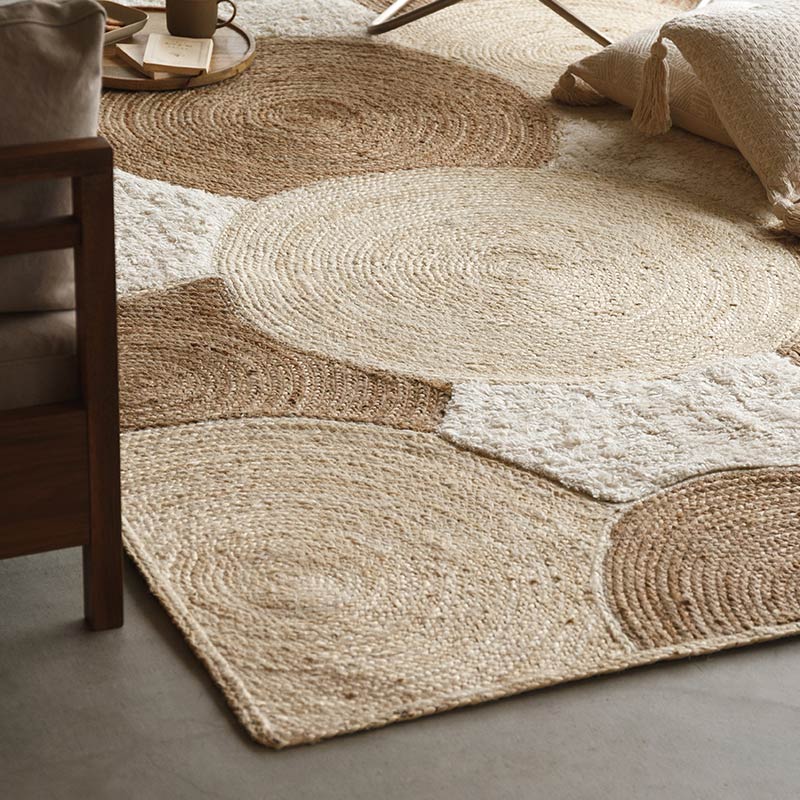 天然素材のジュートラグ ウールミックス ナチュラル アイボリー [N en