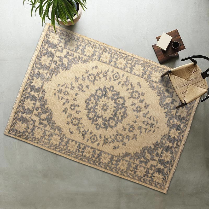 ヴィンテージ風ラグ【試作品】 ウール100％絨毯 [DP02df] ベージュ