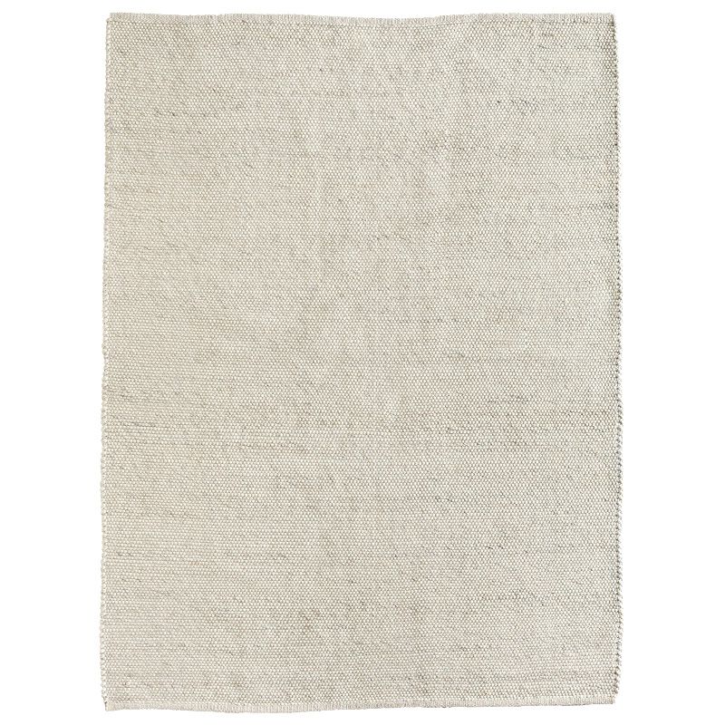 アイボリーの天然素材ウールラグ / リバーシブルの薄手ウール絨毯