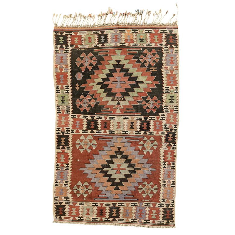 90's ヴィンテージラグ 手織りキリム マイマナ産 ウール100% 90´s