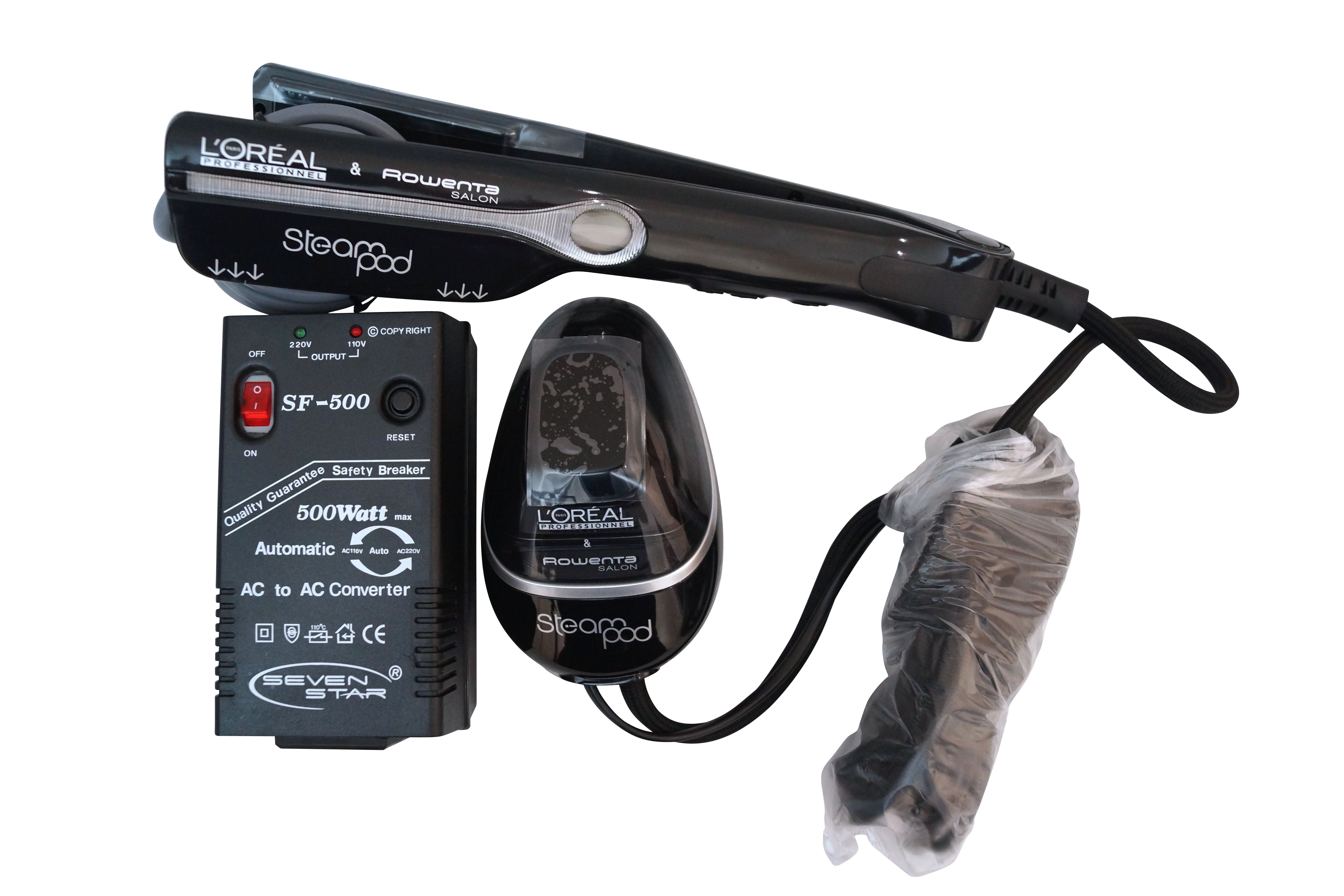 L'Oreal & Rowenta Salon Steam Pod Flat Iron WITH VOLTAGE STEPUP