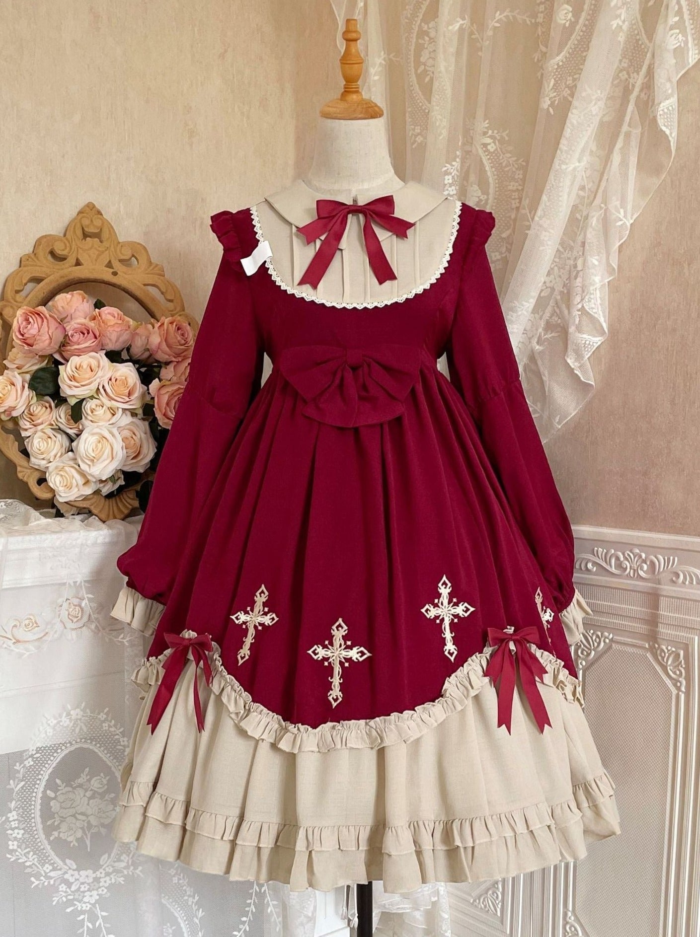 ビブカラークロスリボンロリータワンピース – Belchic