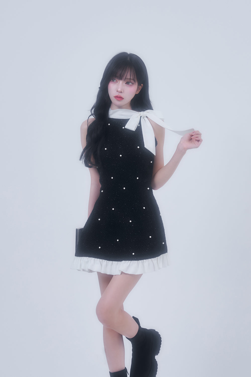 ツイードパールミニワンピース