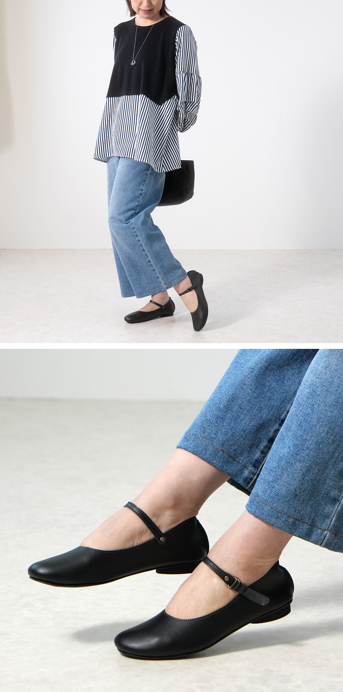 バレエシューズ パンプス 2way ストラップ カジュアル フラットヒール