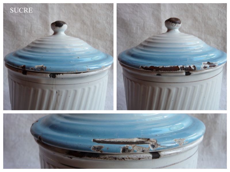 フランスアンティーク BB社 ホーロー キャニスター ポット 5個セット