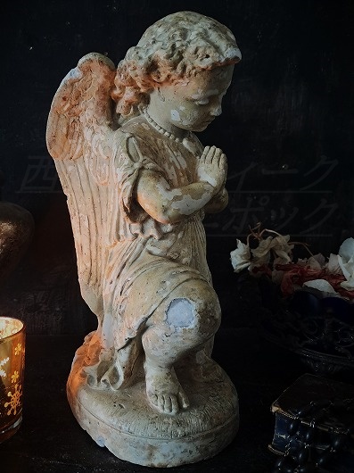 西洋アンティーク ベルエポック エンジェル祈り 天使の石膏像 ／アート
