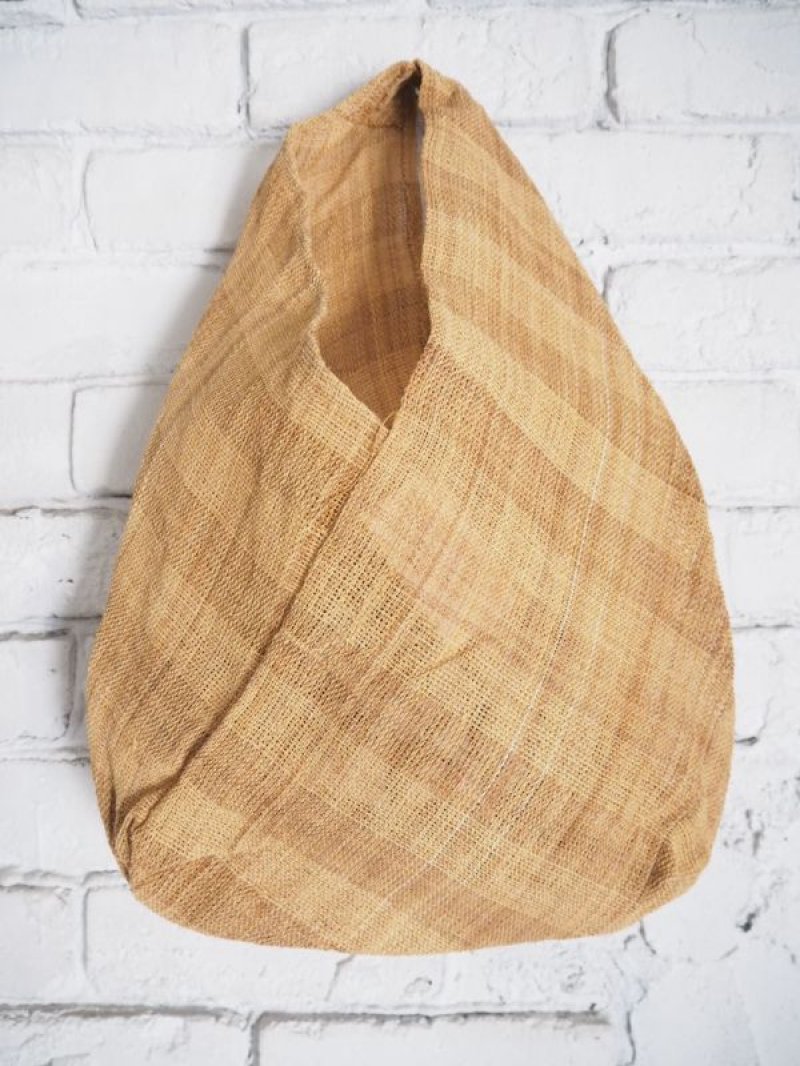 エフスタイル】シナ布の手さげ袋【ねじり袋・昔の穀物袋の形） エフ