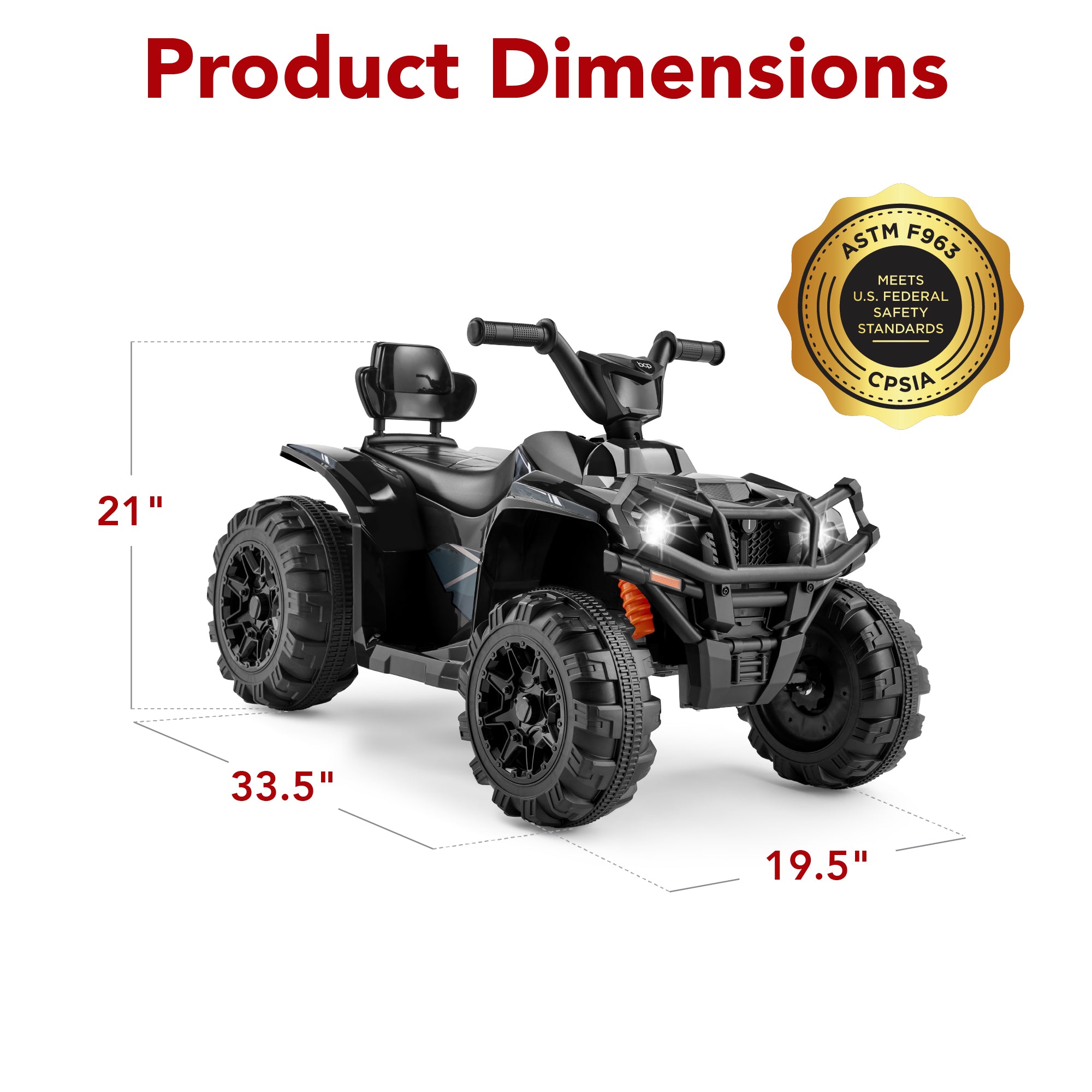12V Kids Ride-On 4-Wheeler Quad ATV Car w/ 2.4mph Max, Bluetooth