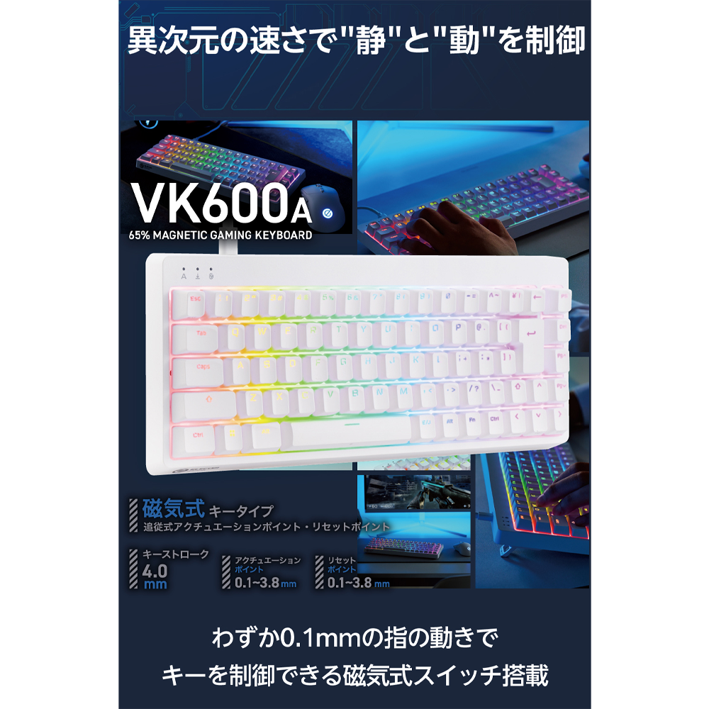 Best One(ベストワン) / ELECOM GAMING VK600A White レンタル / サブスク