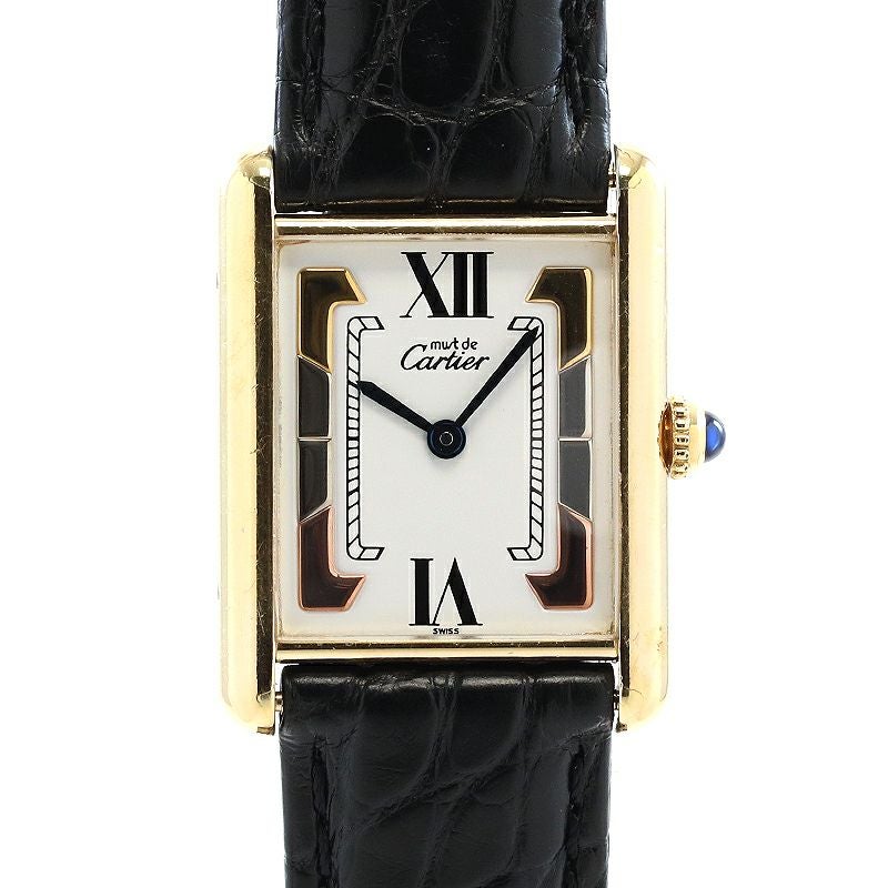 中古】CARTIER MUST TANK LARGE MODEL VERMEIL TRINITY DIAL