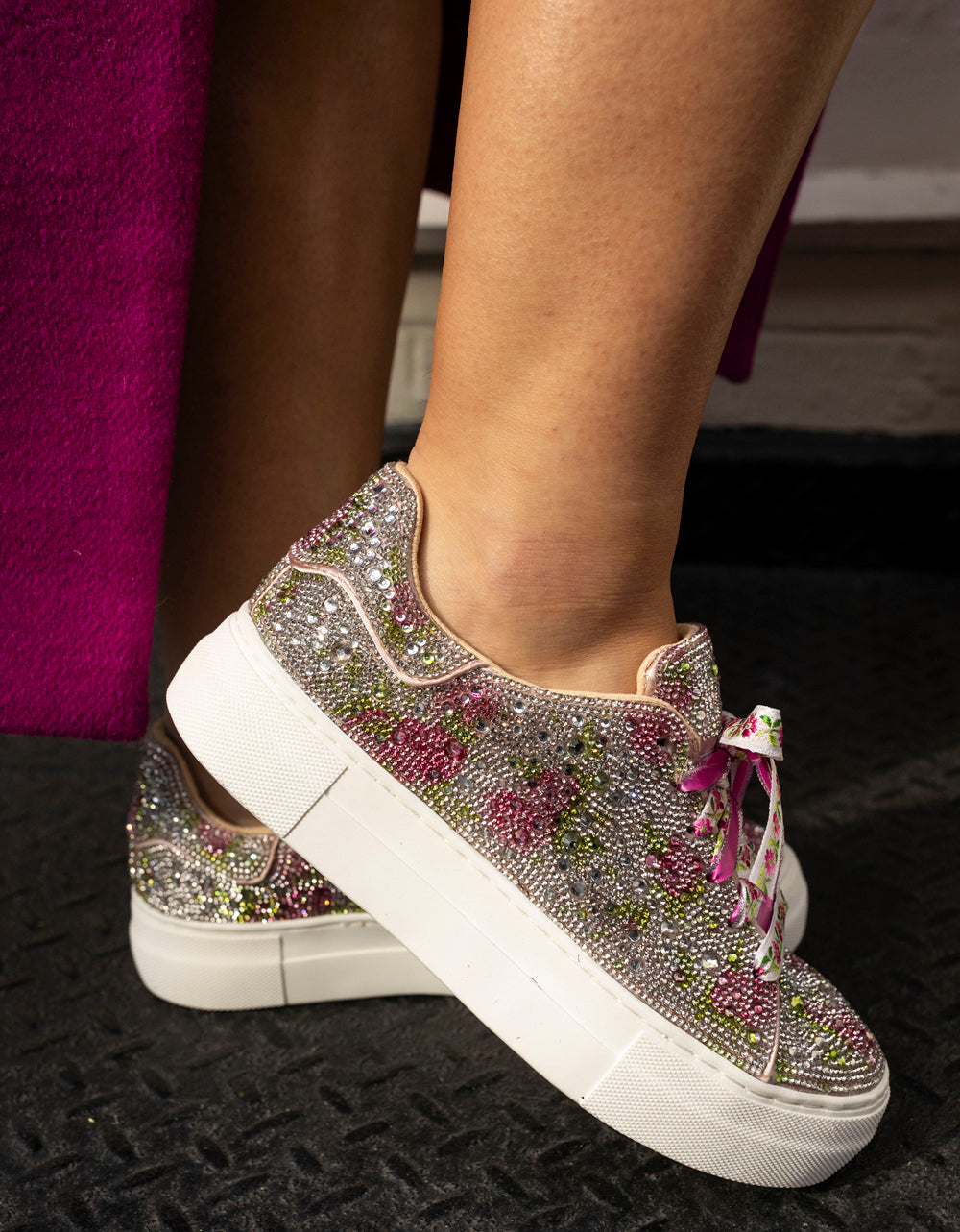 SB-SIDNY FLORAL | Floral Rhinestone Sneaker – Betsey Johnson