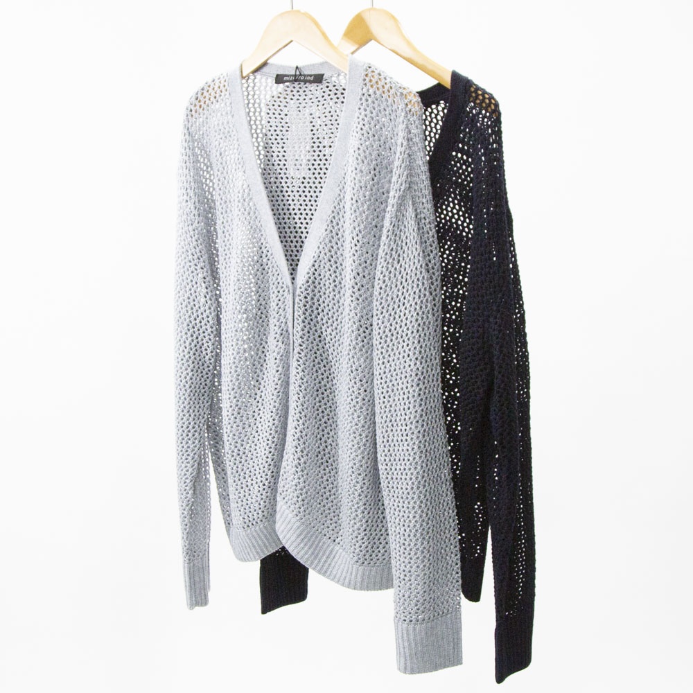 mizuiro ind ミズイロインド メッシュVネックカーディガン 3-220094