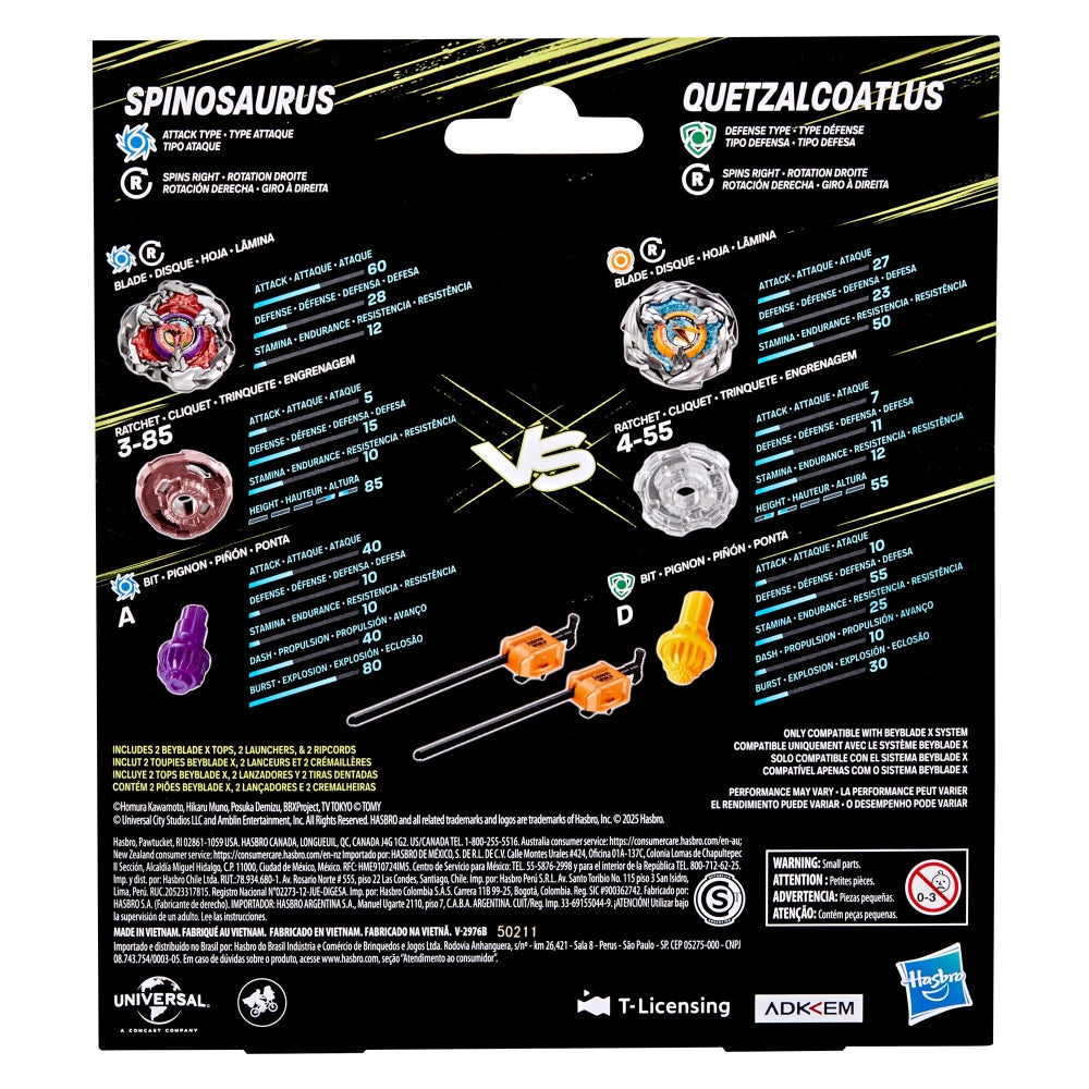 Hasbro Beyblade X Jurassic World 2-Pack: Spinosaurus Quetzalcoatlus