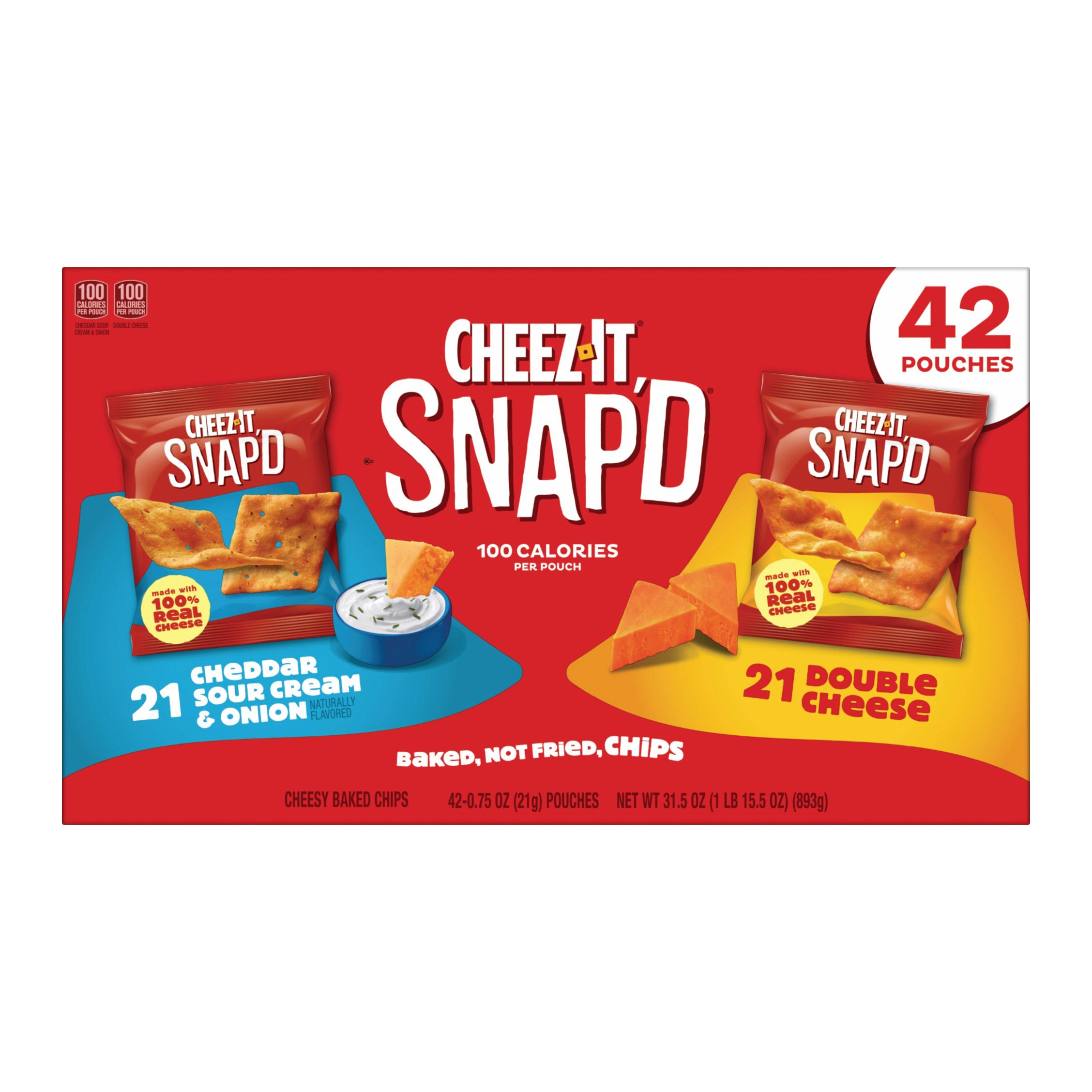 Cheez-It Snap'd Crackers, Variety Pack, .75 oz, 42-count | Costco
