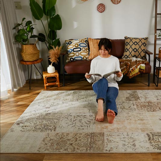 世界にたった1つ。斬新でモダンな『ビンテージパッチワークラグ #10