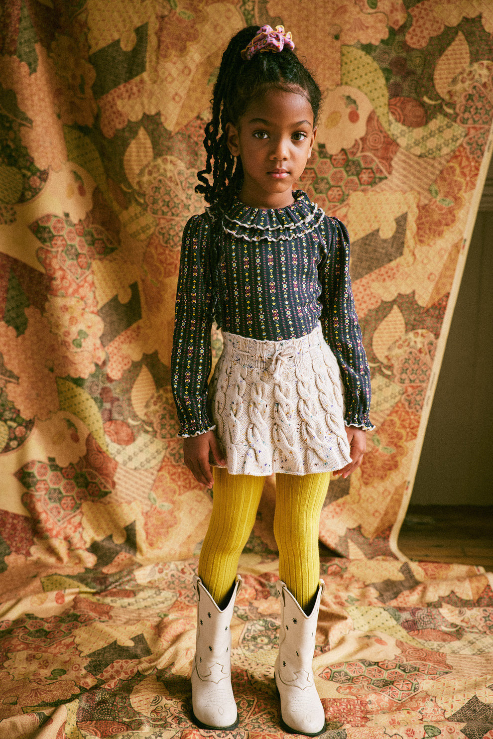 Misha & Puff Cable Skating Pond Kid's Skirt Iris Confetti | BIEN BIEN