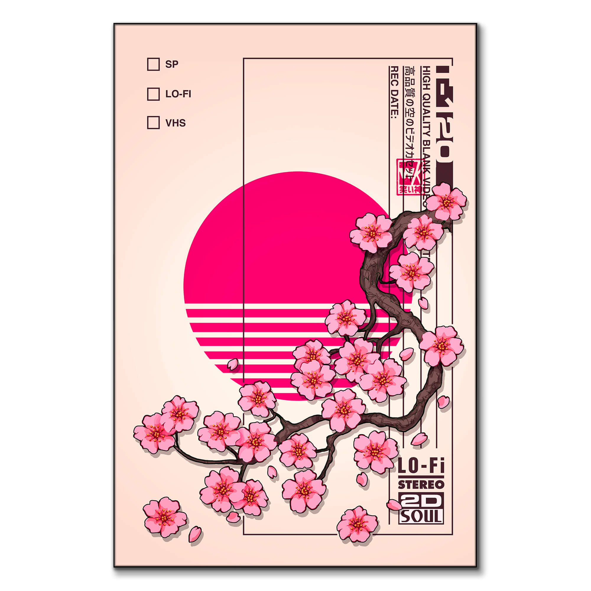Cherry Blossom Vaporwave Sunset | BIG Wall Décor