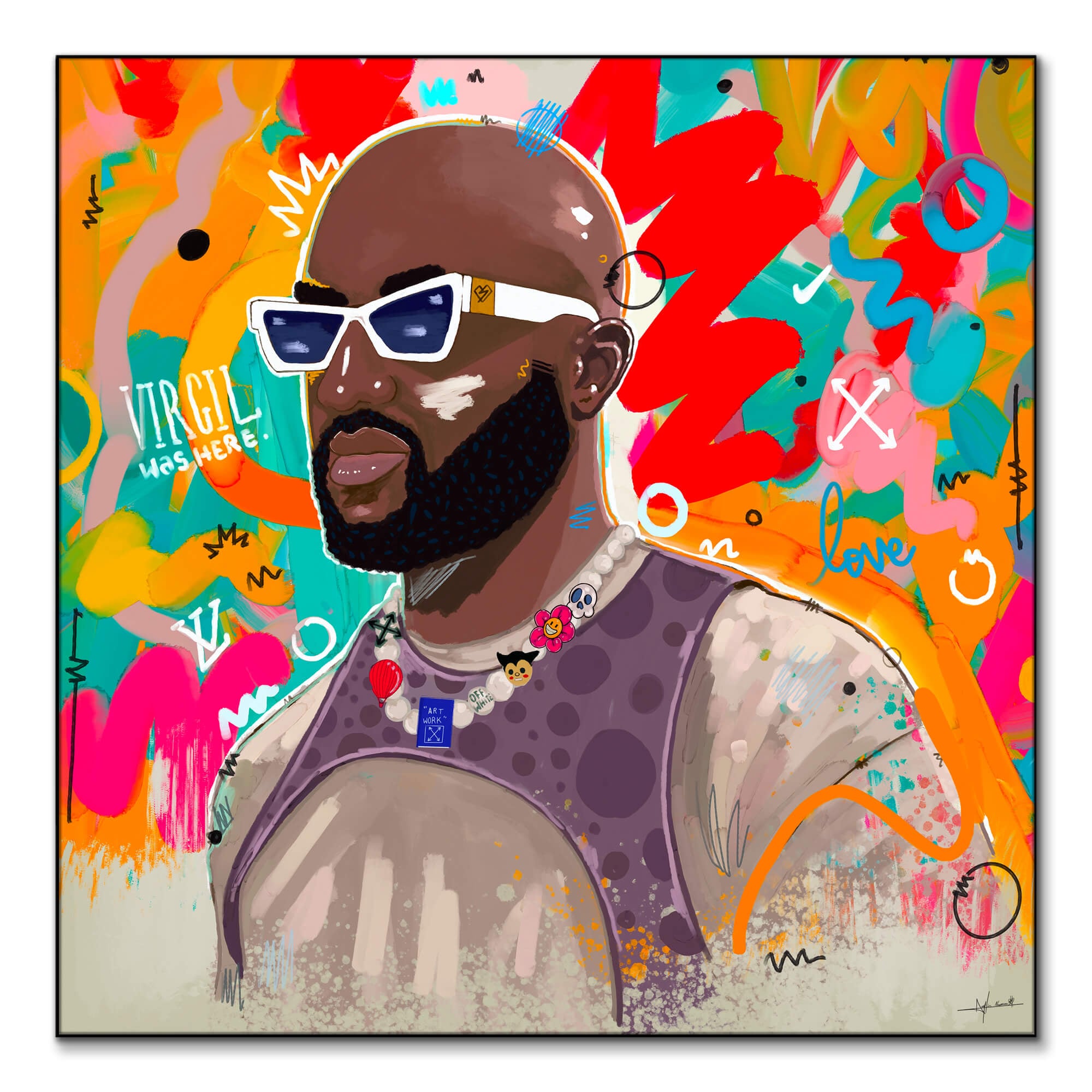Vibrant Virgil Abloh Street Art Illustration | BIG Wall Décor