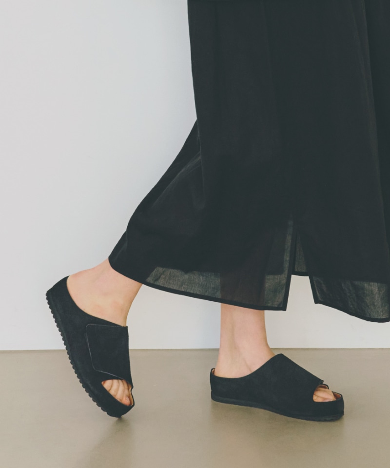 ベネクシー】180 スリム/ブラック ベロアレザー/サンダル メンズ