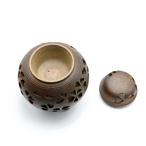 備前焼透かし香炉(桐箱付き)作家：山口功 - 備前焼通販ギャラリー