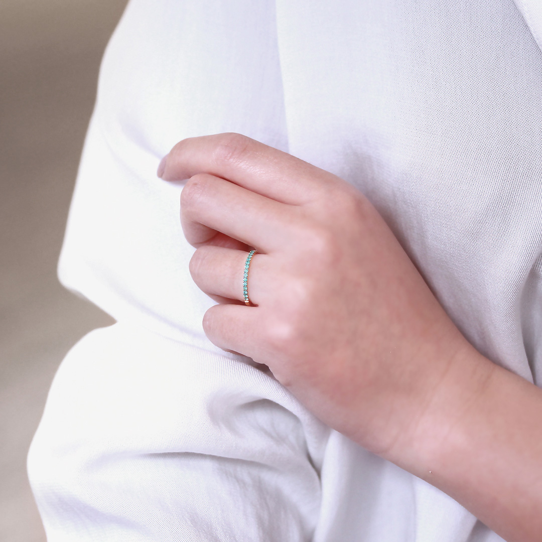 ビズー公式】パライバトルマリン 19石 ハーフ エタニティ K18(18金