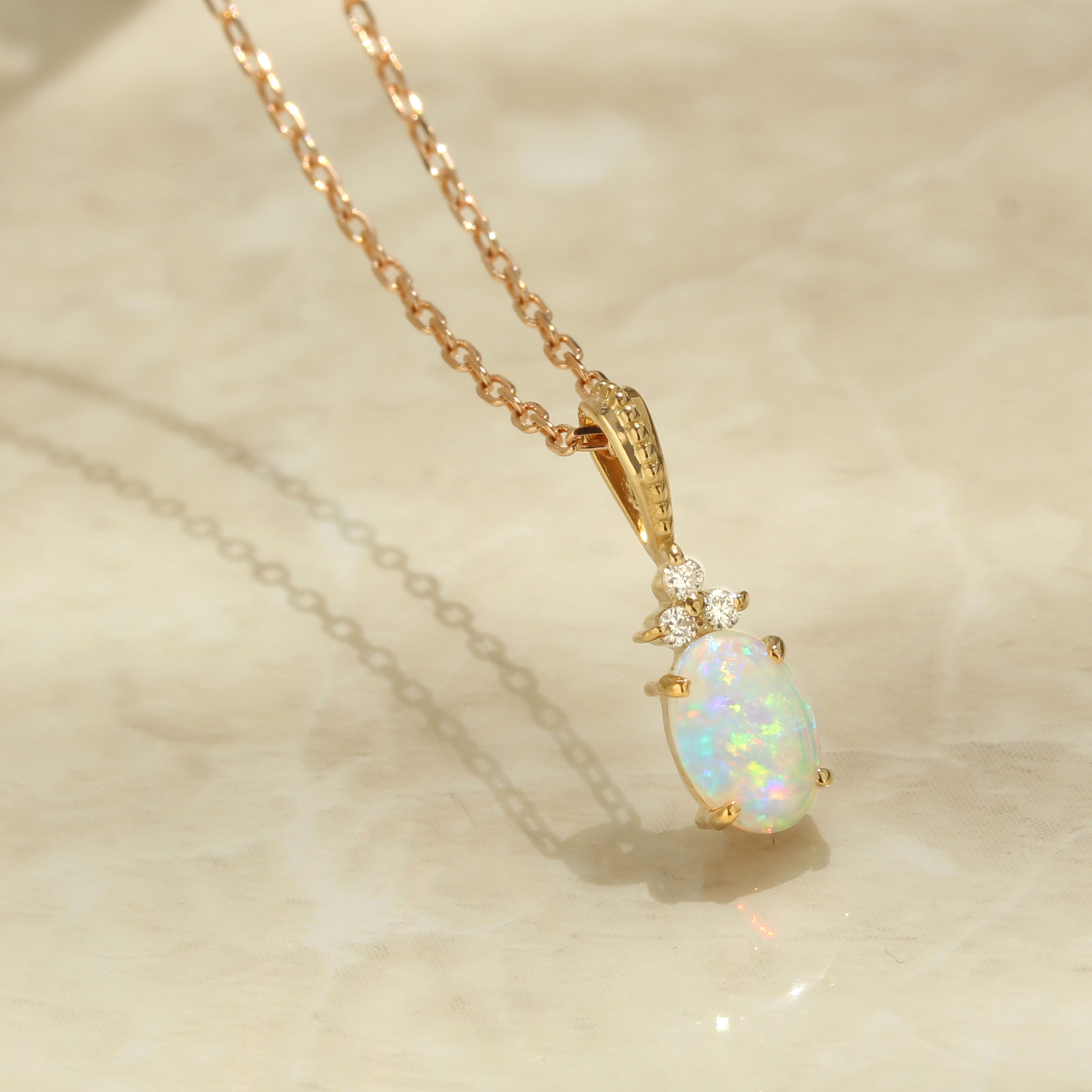 ビズー公式】オパール (オーストラリア産) ダイヤモンド K18(18金) PT