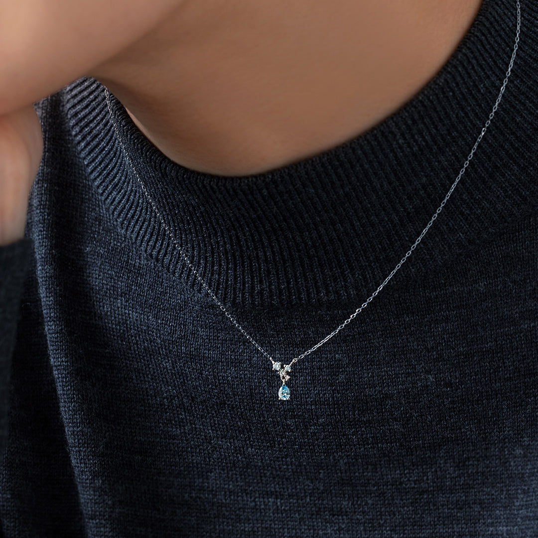 即日発送】ブルーダイヤモンド(ラボグロウン) K18/PTネックレス