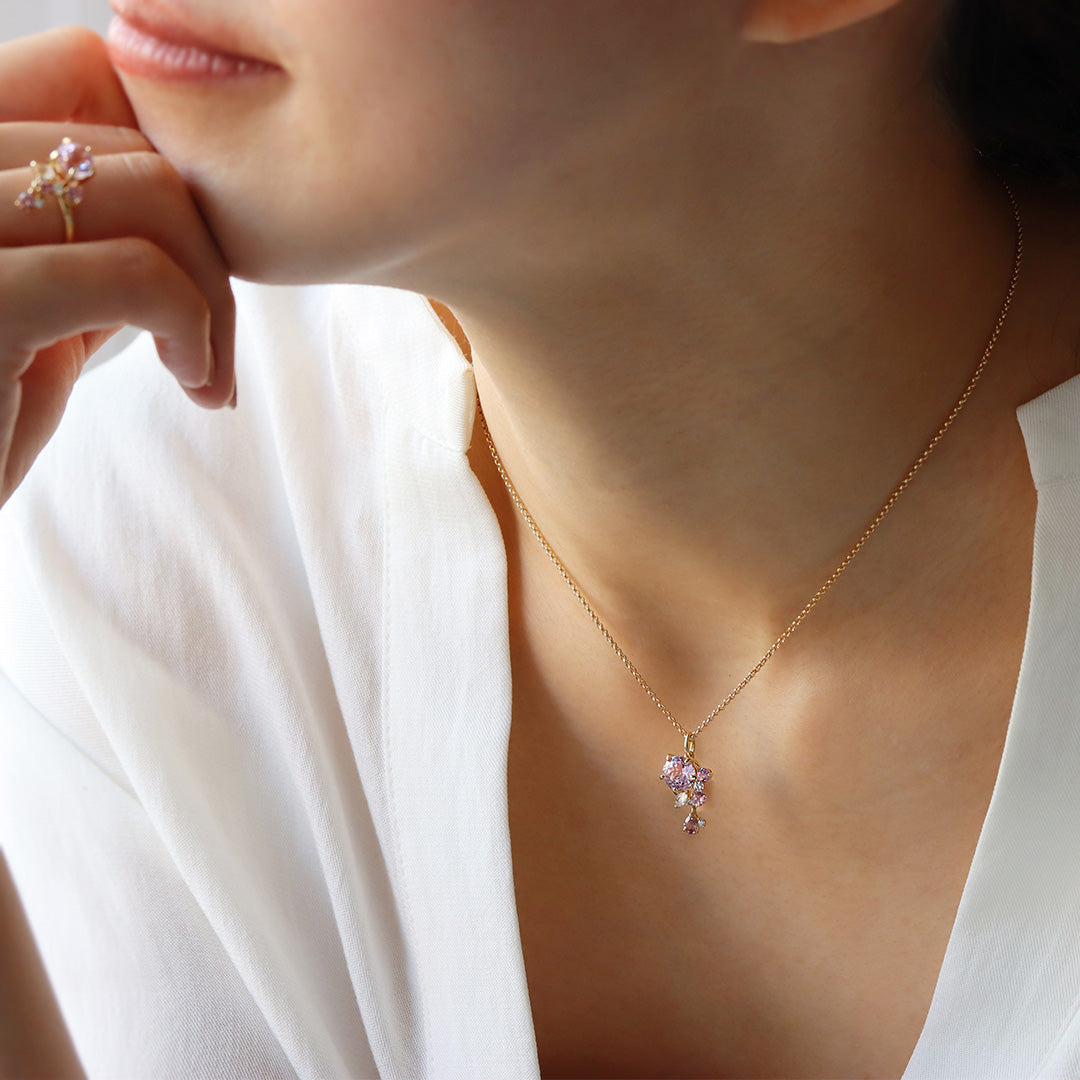 ビズー公式】クンツァイト×マルチカラージュエル K18/PTペンダント