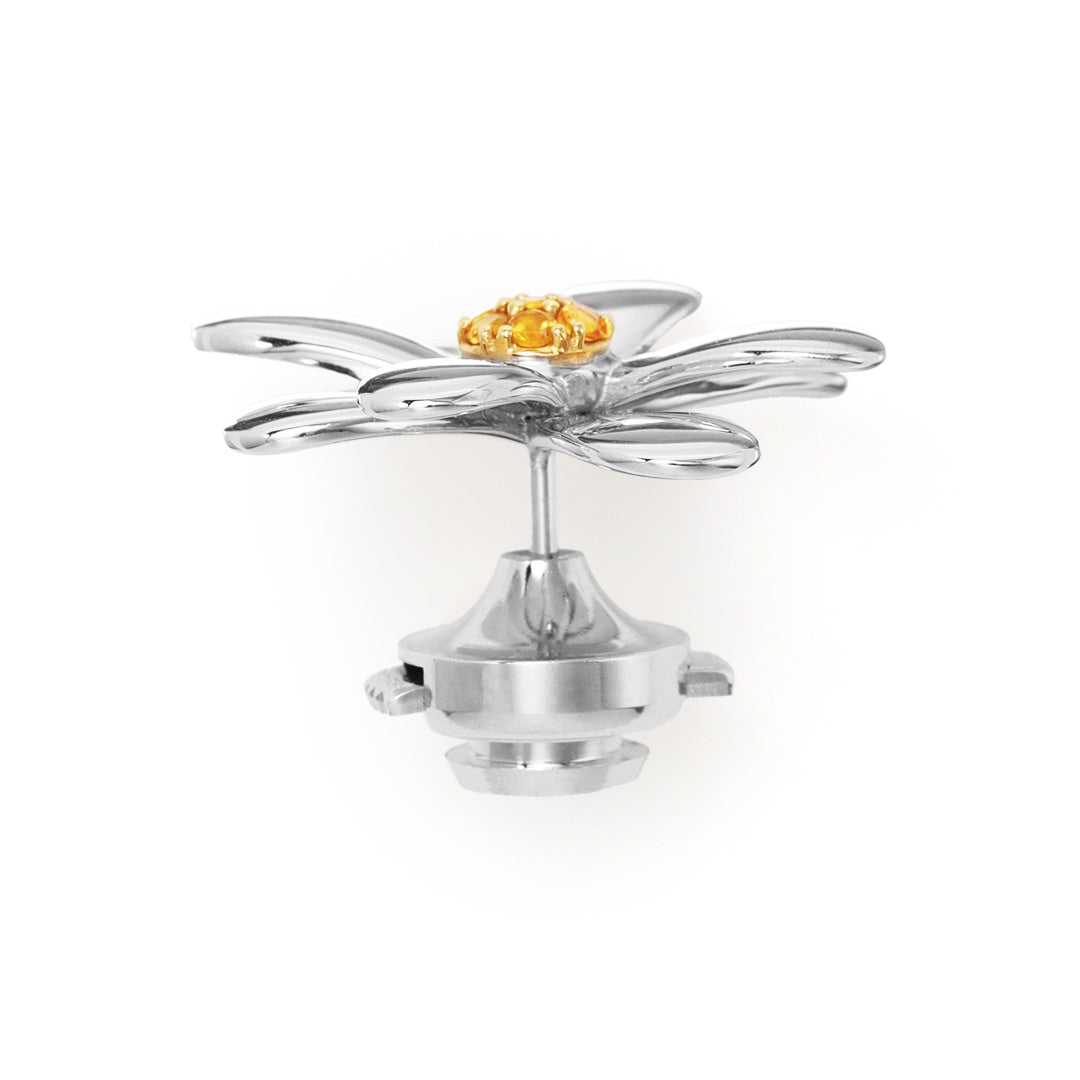 即日発送】シトリン×シルバー925ブローチ・フルール