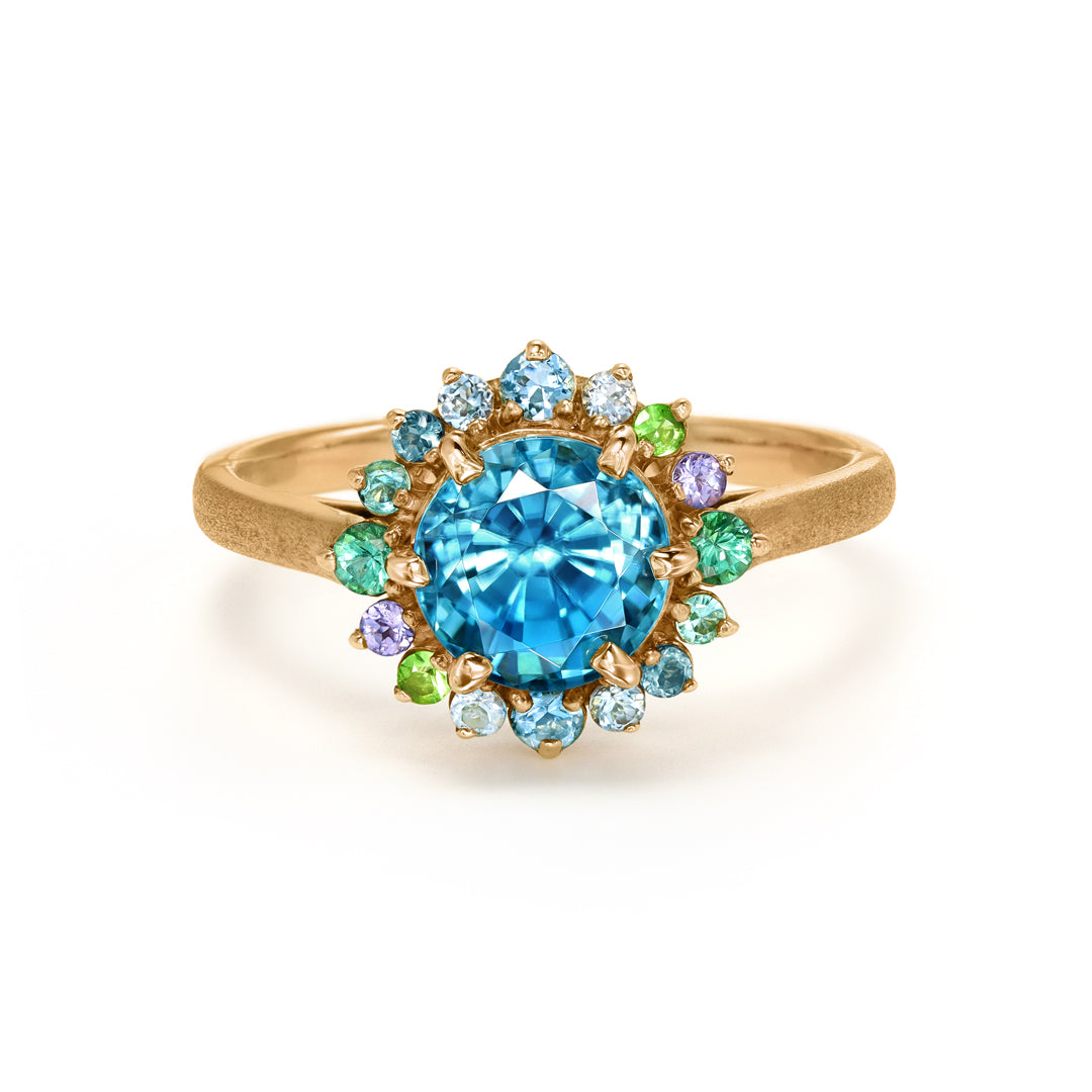 ビズー公式】ブルージルコンK18(18金)/PTリング フロレゾン | 希少石