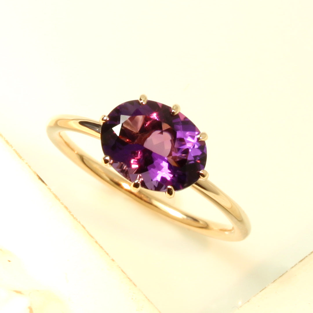 ビズー公式】アメジスト オーバルカット K18(18金) リング セパージュ