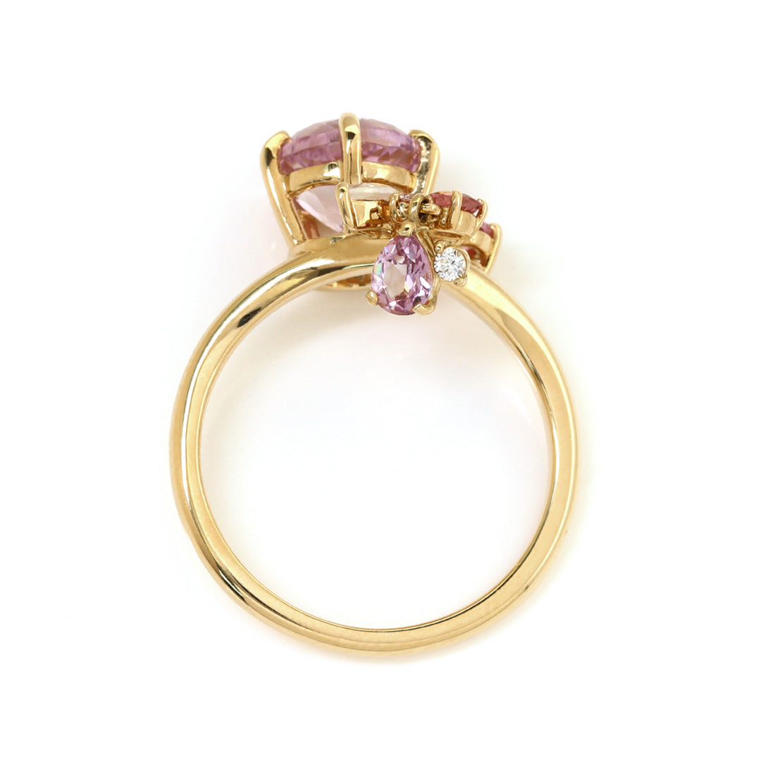 ビズー公式】クンツァイト×マルチカラージュエル K18/PTリング・サクラ