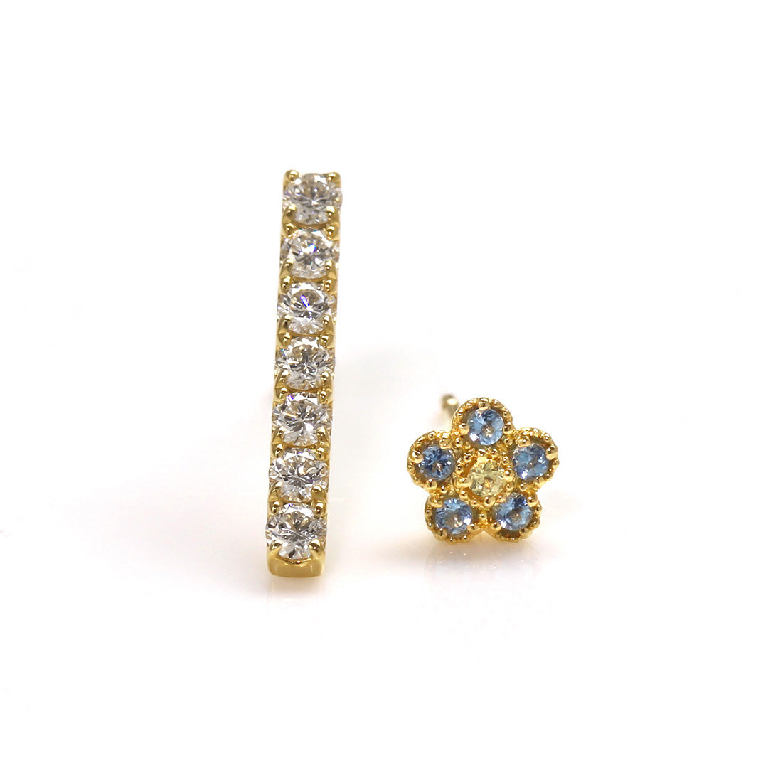 ビズー公式】アクアマリン イエローサファイア K10 K18 ピアス