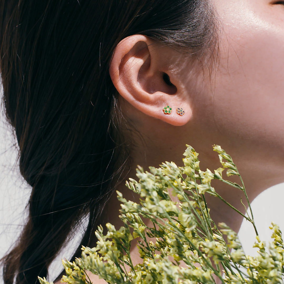 ビズー公式】エメラルド ダイヤモンドK10 K18 ピアス パルテール