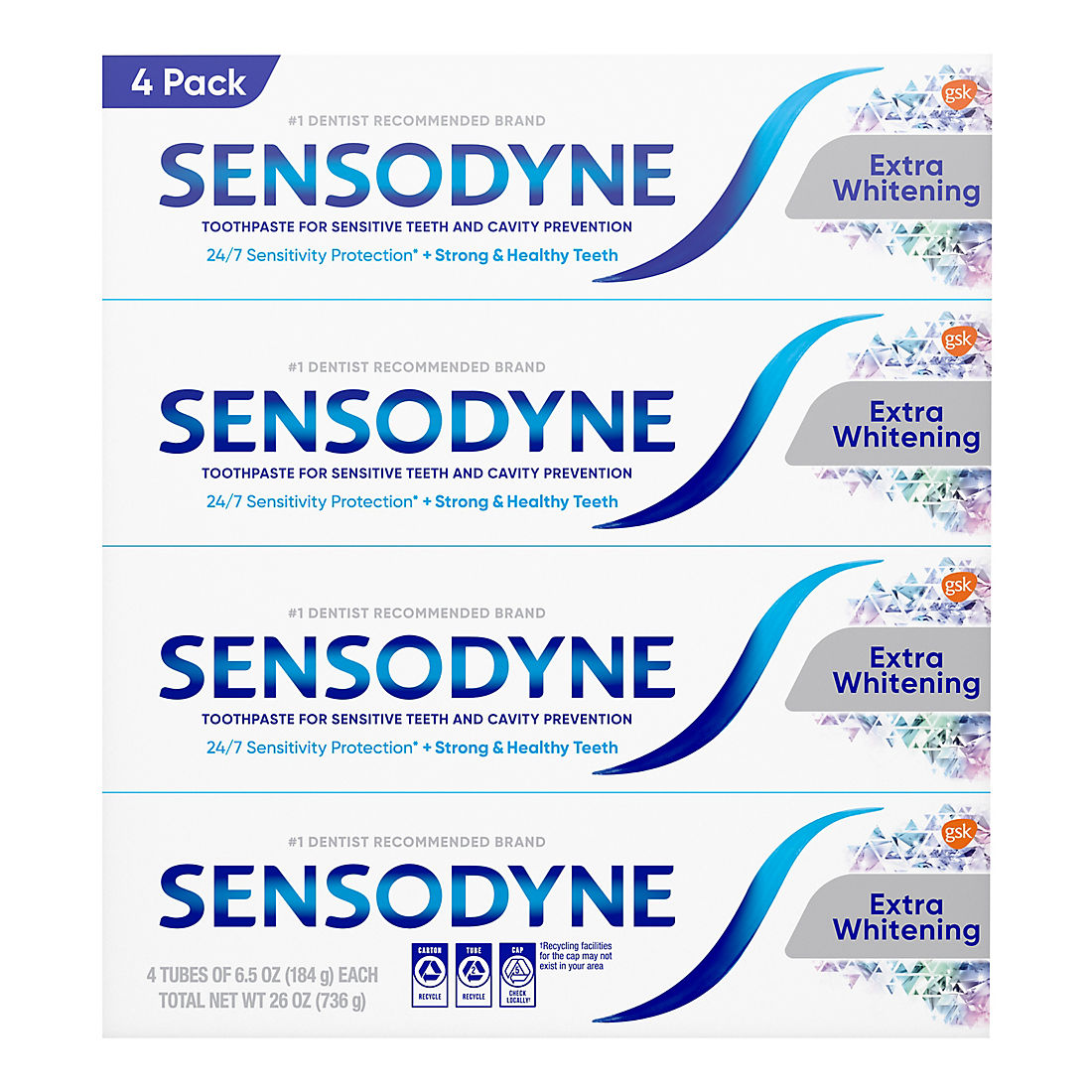 Sensodyne Extra Whitening Fluoride Toothpaste, 4 ct. | BJ's
