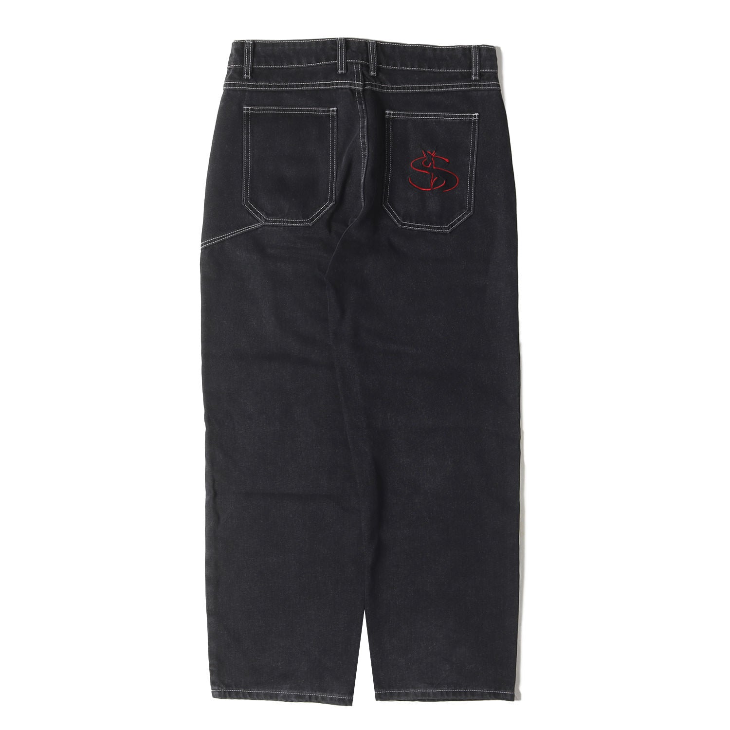 YARDSALE (ヤードセール) ロゴ刺繍 ウォッシュド デニムパンツ