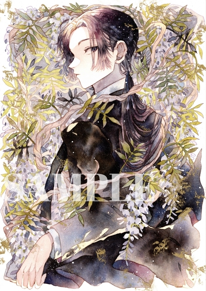 手描きイラスト オリジナル 「山藤の案内人」 原画 イラストボード