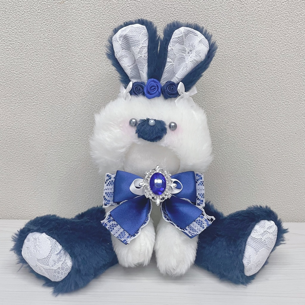ぬい服 ぬいぐるみ用 着ぐるみ おすわりうさぎ ネイビー 10cm 12cm
